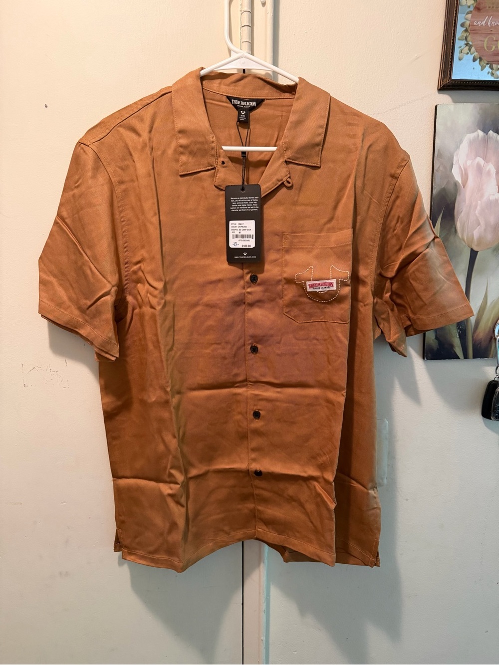 True Religion Men's Short-Sleeve Button-Down Shirt - Rust Brown